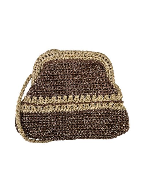 borsa donna piccola crochet lurex tabacco e oro. MC2 Saint Barth | CROCHET POUCH NLUREX 1118 EMB